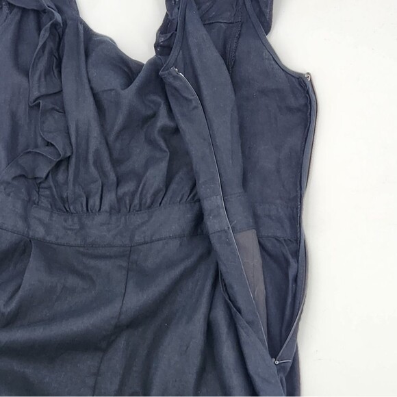 Who What Wear Jumpsuit Womens Size Large Black Ruffle Linen Rayon Summer Resort - Picture 11 of 12